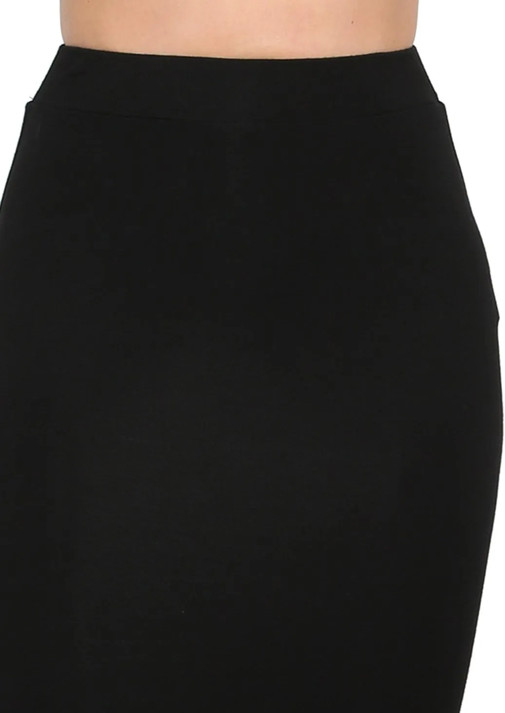 MakeMeChic Women's Solid Basic Below Knee Stretchy Pencil Skirt