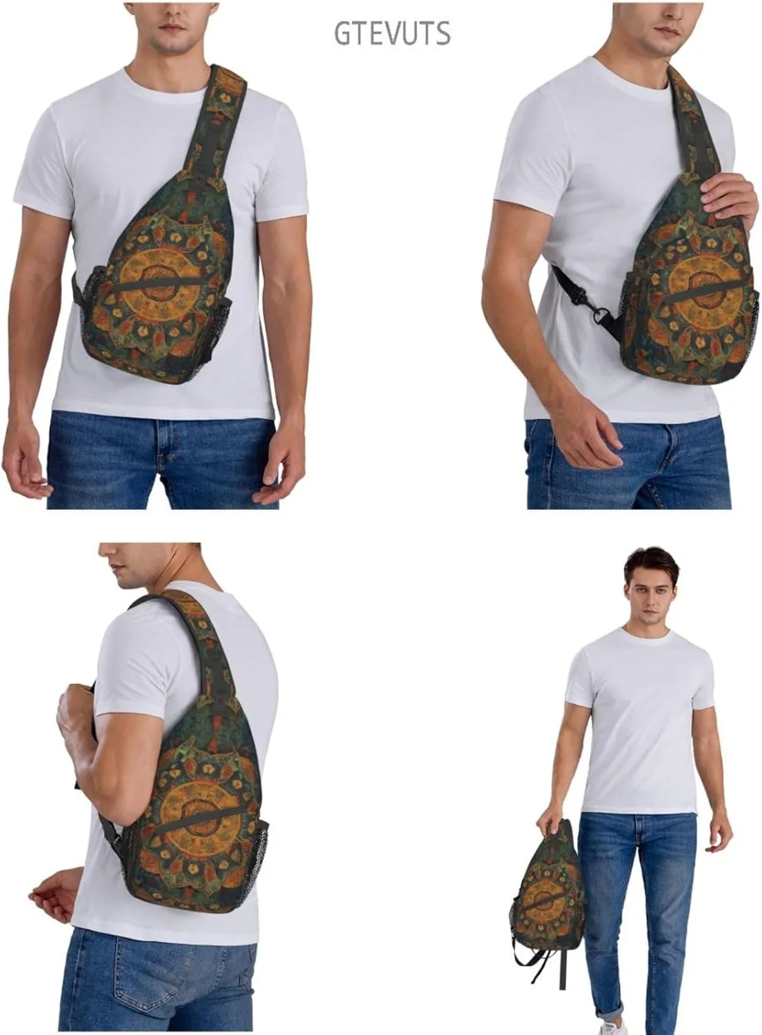 Mandala Sling Backpack Chest Bag Crossbody Shoulder Bag Gym Cycling Travel Hiking Daypack For Men Women