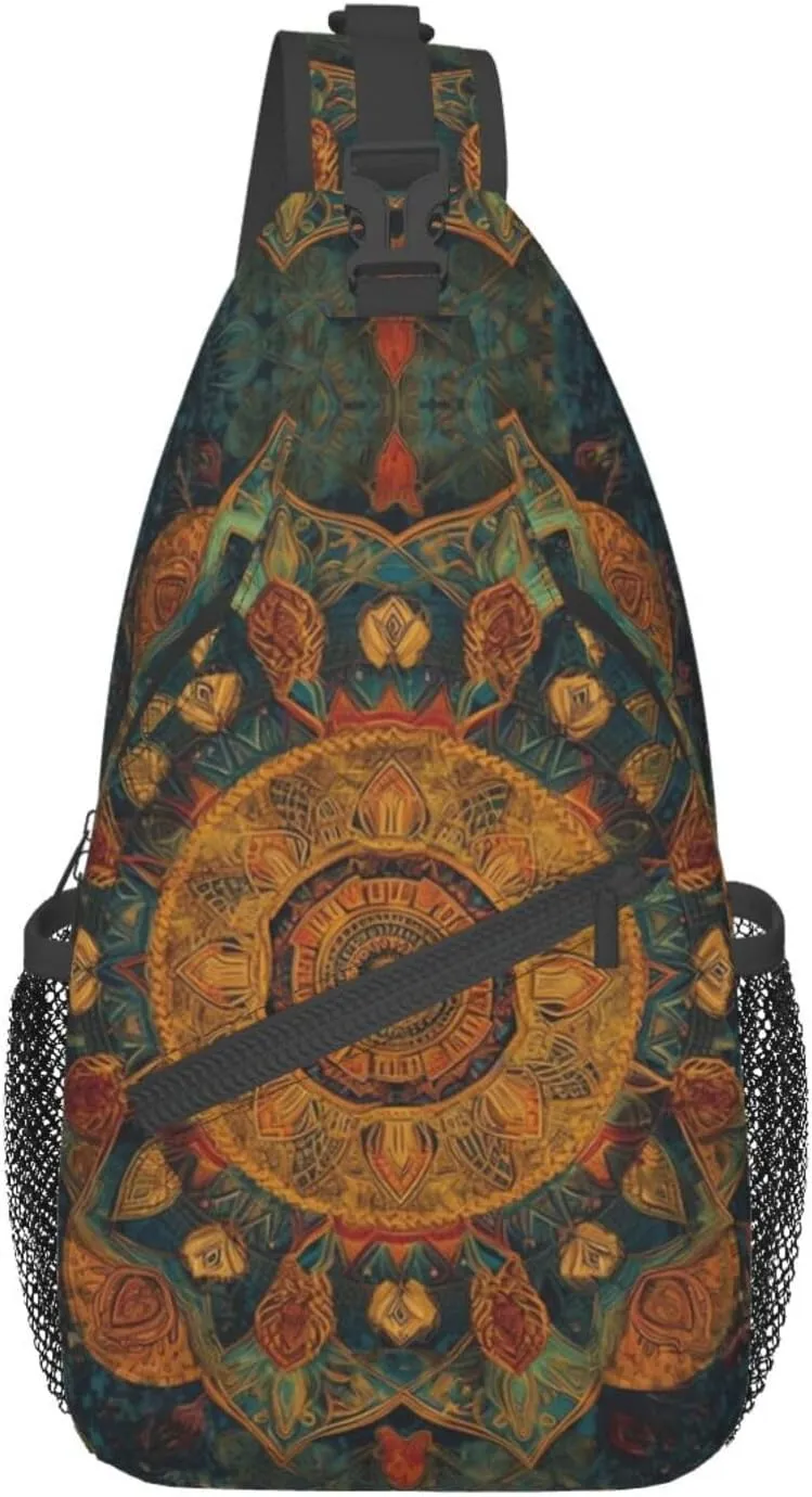 Mandala Sling Backpack Chest Bag Crossbody Shoulder Bag Gym Cycling Travel Hiking Daypack For Men Women