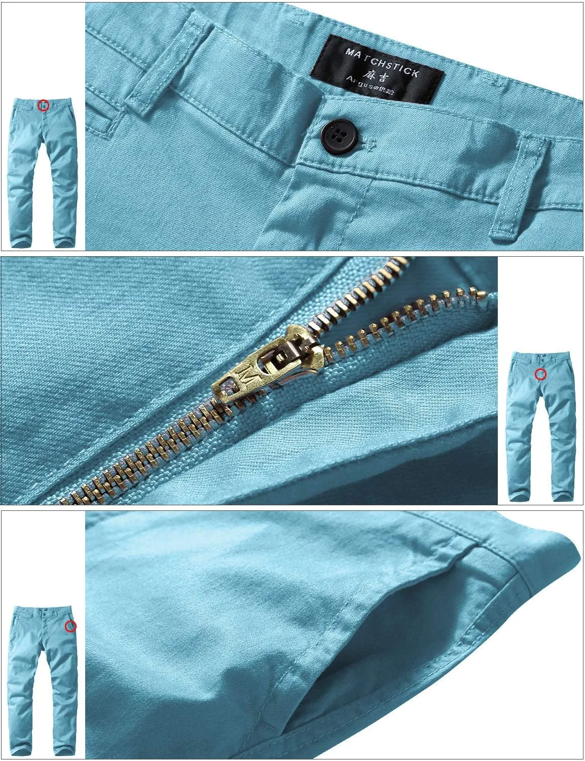 Match Men's Slim Tapered Stretchy Casual Pants #8105