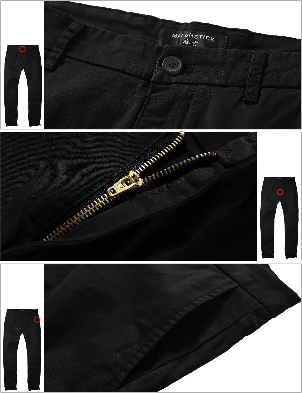 Match Men's Slim Tapered Stretchy Casual Pants #8105