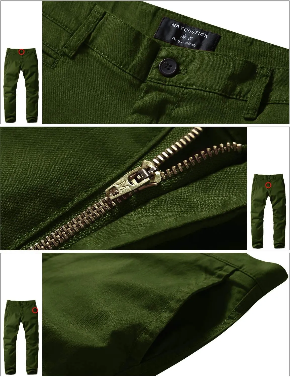 Match Men's Slim Tapered Stretchy Casual Pants #8105