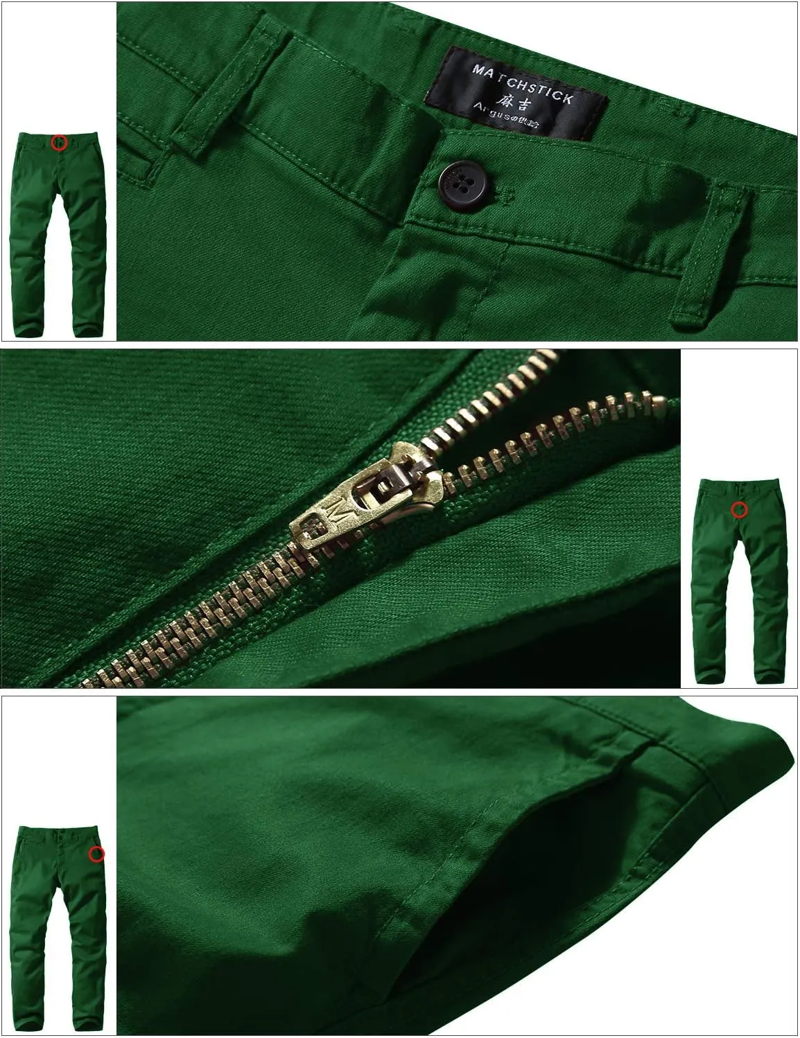 Match Men's Slim Tapered Stretchy Casual Pants #8105