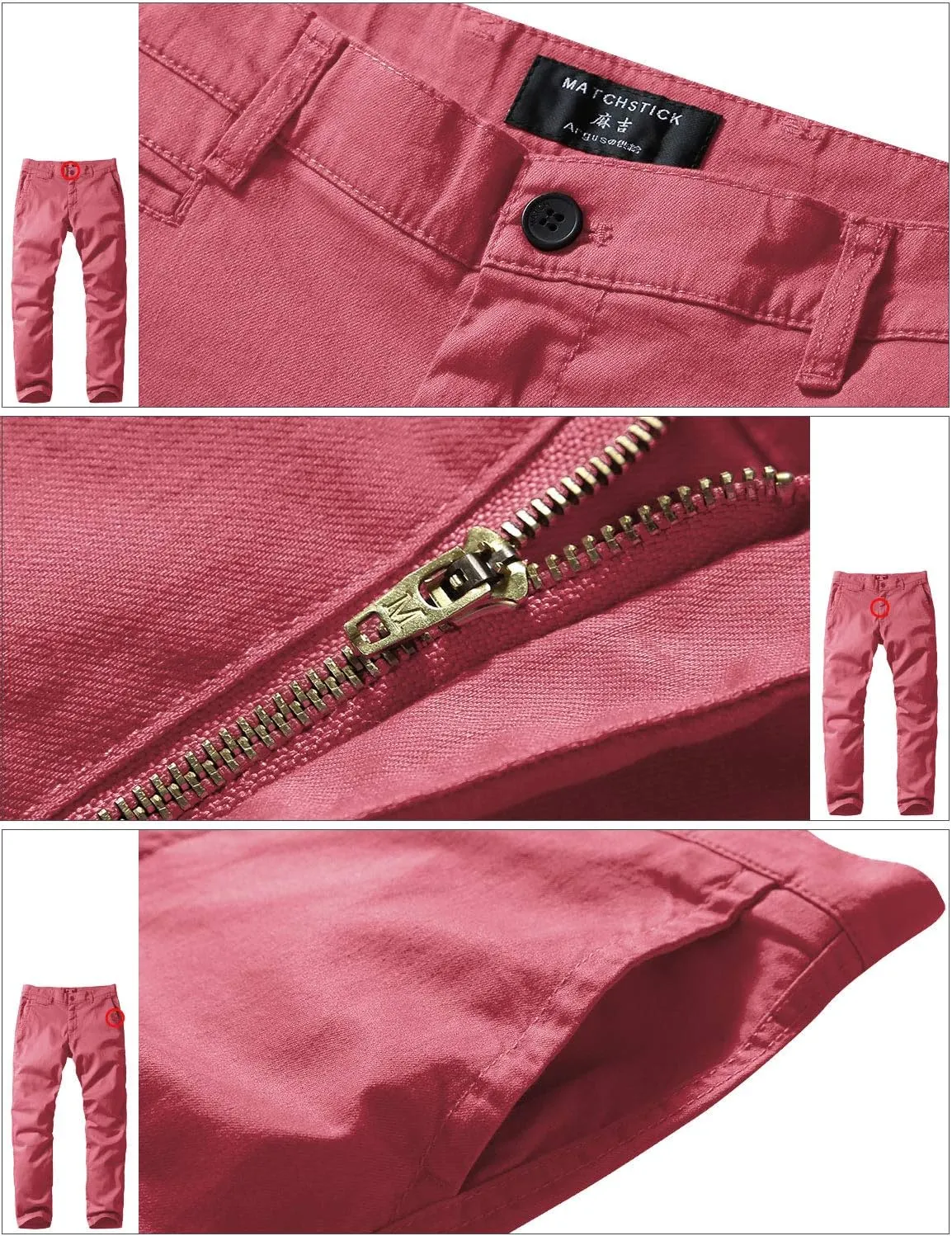 Match Men's Slim Tapered Stretchy Casual Pants #8105