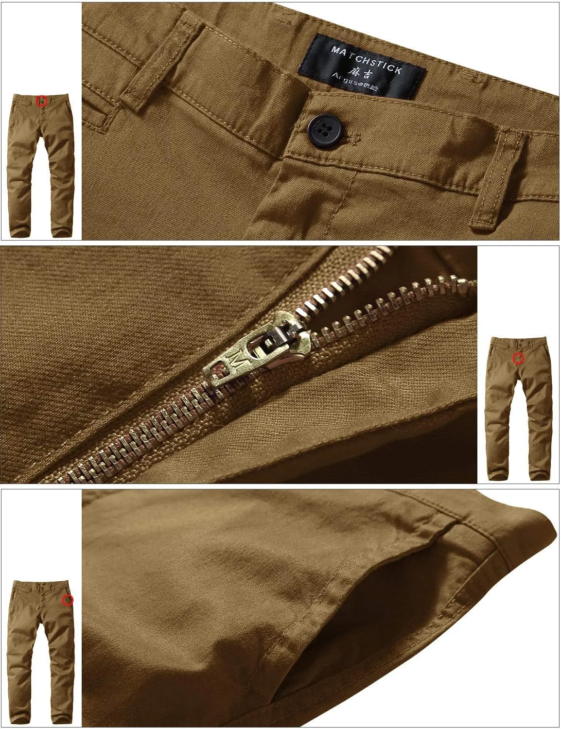 Match Men's Slim Tapered Stretchy Casual Pants #8105