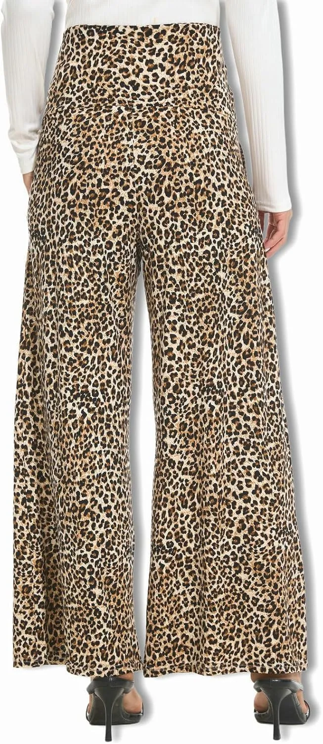 Maternity Wide Leg Palazzo Pants with Pockets - 28" Loose Maternity Flowy Pants for Pregnant Women, Work & Lounge