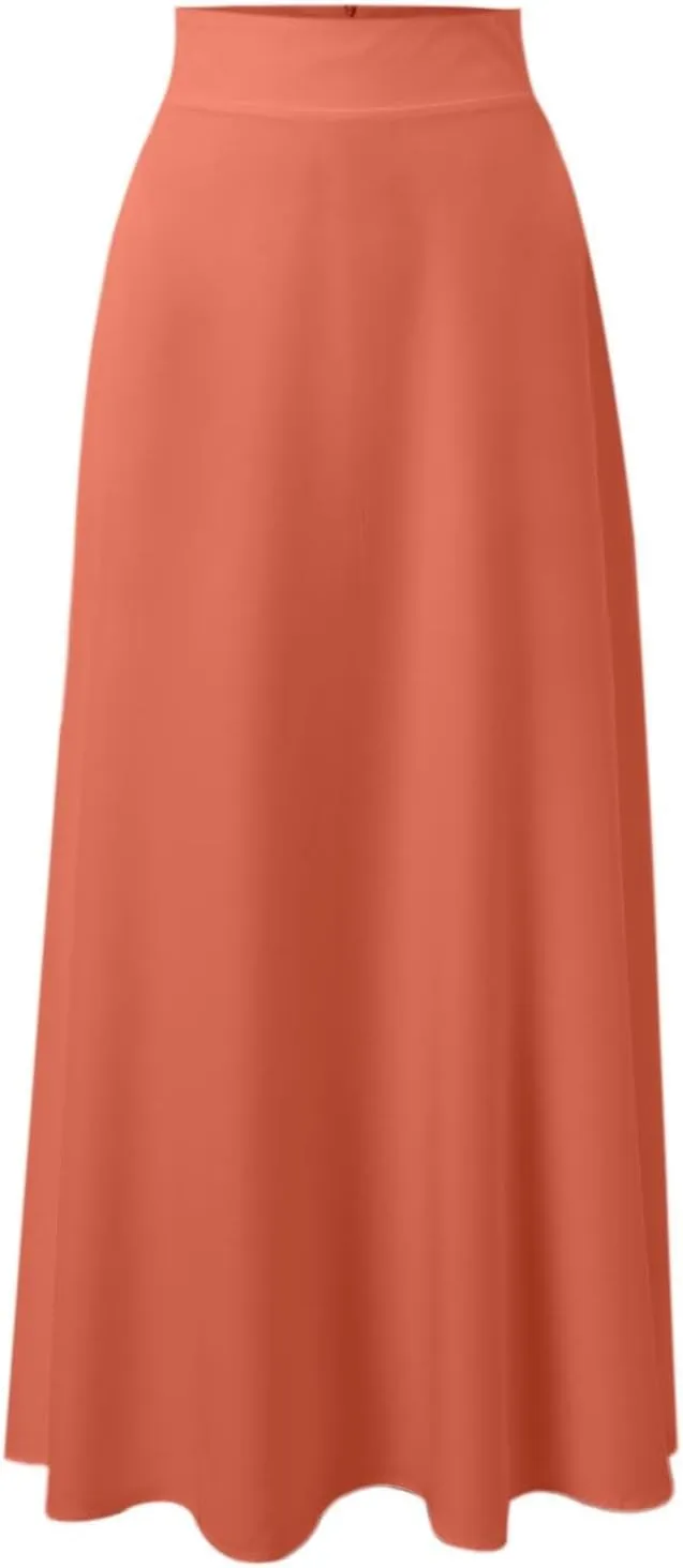 Maxi Skirts for Women 2025 Summer Boho Flowy A-Line Long Skirts Elastic Waist Summer Skirts with Pockets