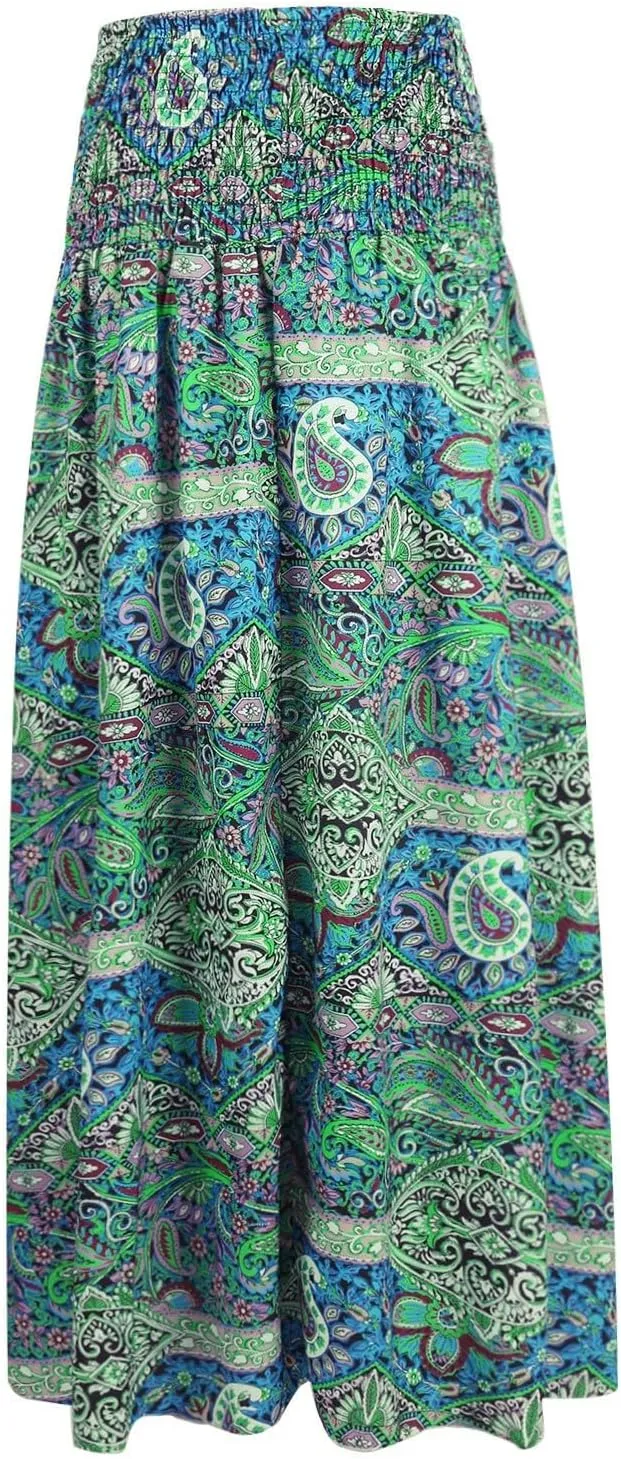 Maxi Skirts for Women 2025 Vintage Printed High Waist Flowy Hem Trendy Skirts Relaxed Beach Vacation Skirt