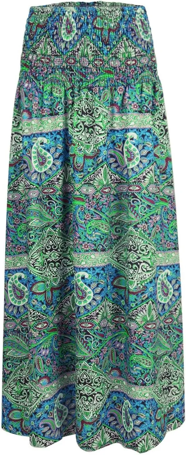 Maxi Skirts for Women 2025 Vintage Printed High Waist Flowy Hem Trendy Skirts Relaxed Beach Vacation Skirt