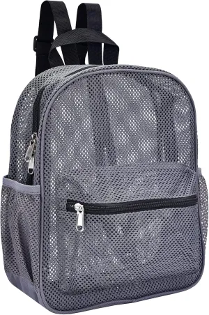MAY TREE Grey Mesh Backpack for School, Beach, Swimming, Outdoor Workout, Fitness, Travel, Sports Equipment Storage - Transparent, Durable Polyester Mesh