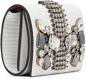 MCM Romantic Chandelier Clutch White Swarovski Leather Bag New