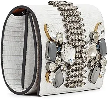 MCM Romantic Chandelier Clutch White Swarovski Leather Bag New