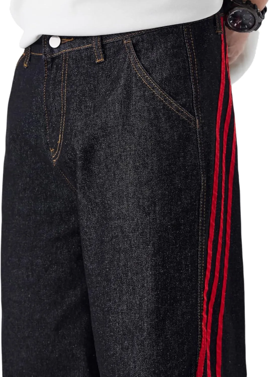 Men's Baggy Jeans Y2K Vintage Distressed Ripped Wide Leg Denim Pants Hip Hop Casual Loose Fit Streetwear Trousers