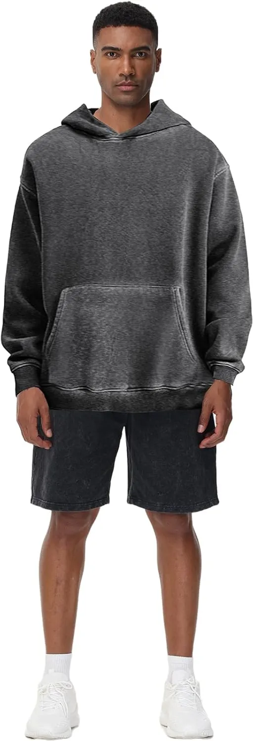Mens Hoodies Pullover Oversized Hoodie Plush Cotton Hooded Couples Vintage Trendy Washed Streetwear Sweatshirt