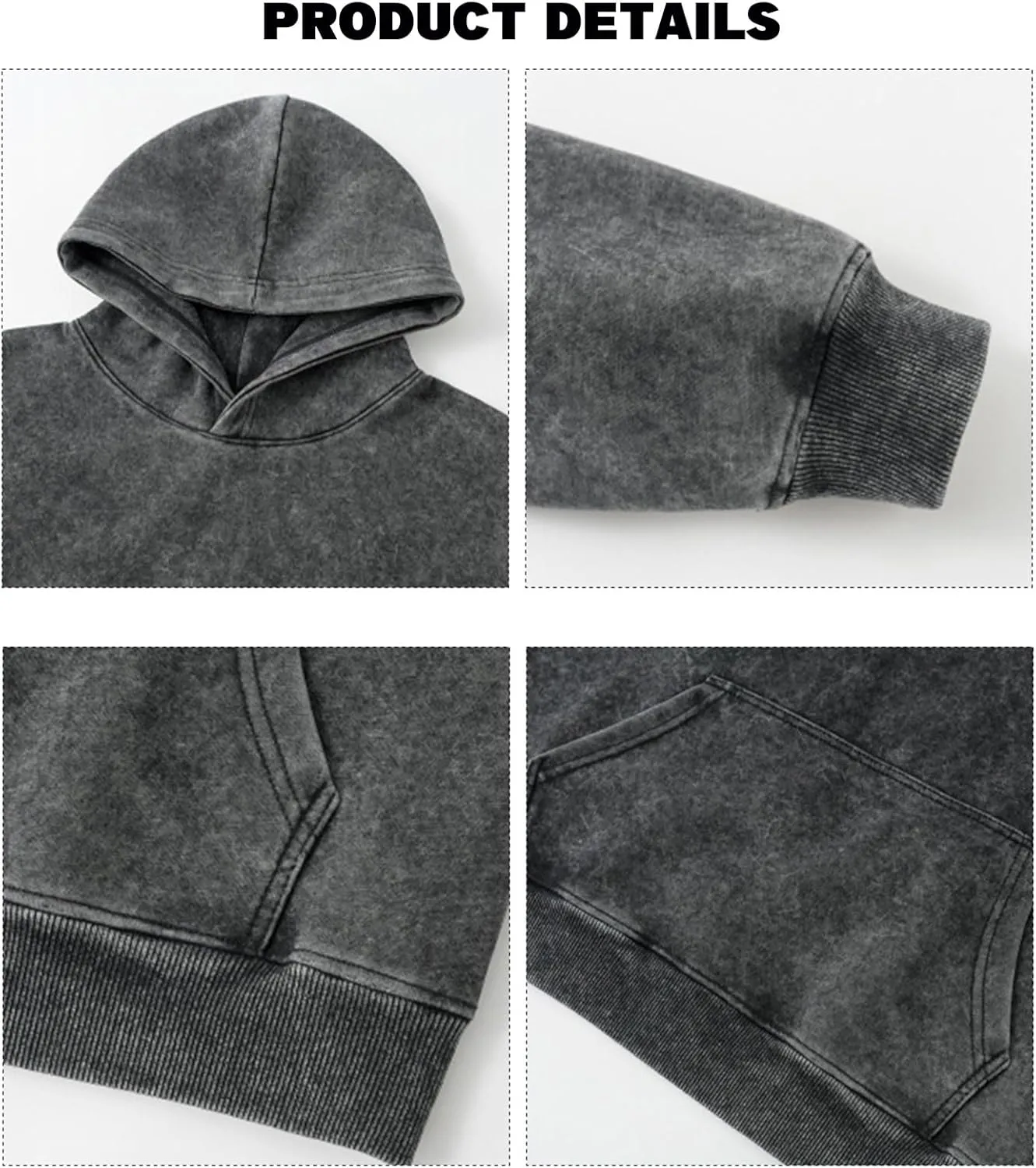Mens Hoodies Pullover Oversized Hoodie Plush Cotton Hooded Couples Vintage Trendy Washed Streetwear Sweatshirt