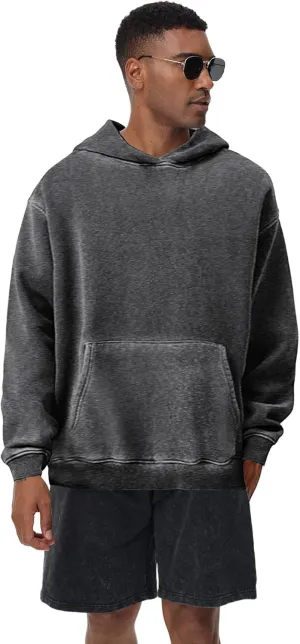 Mens Hoodies Pullover Oversized Hoodie Plush Cotton Hooded Couples Vintage Trendy Washed Streetwear Sweatshirt