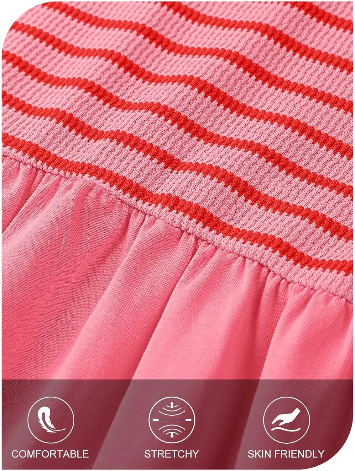 MEROKEETY Women's Summer Sleeveless Sundress Casual Striped Patchwork Mini Tank Dress with Pockets