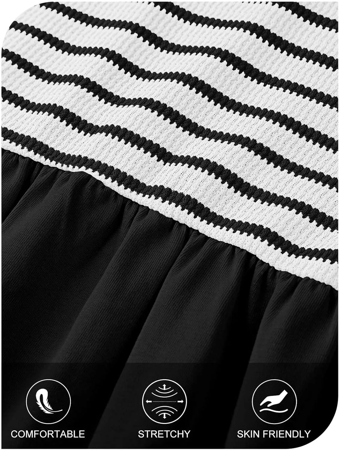 MEROKEETY Women's Summer Sleeveless Sundress Casual Striped Patchwork Mini Tank Dress with Pockets