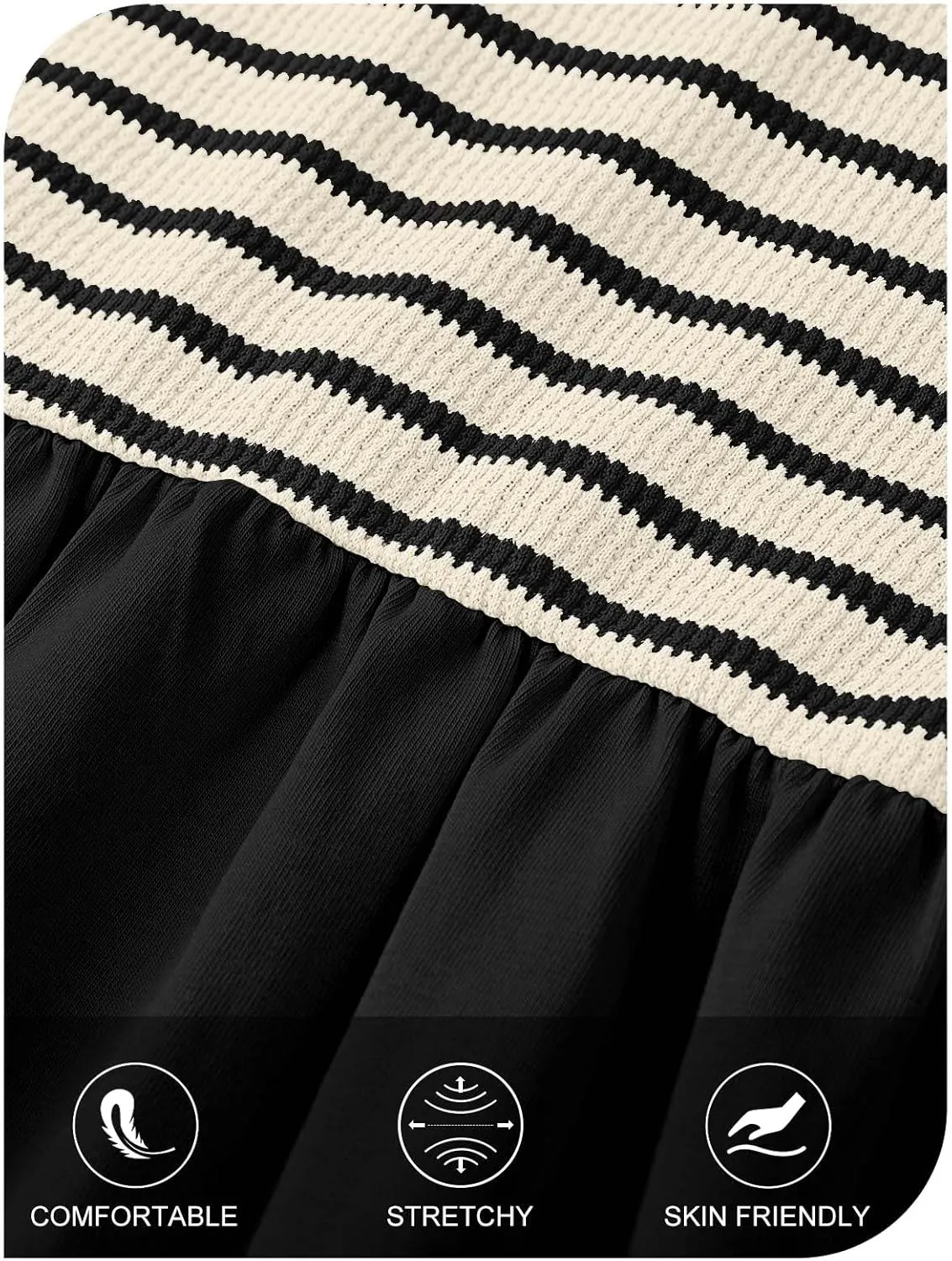 MEROKEETY Women's Summer Sleeveless Sundress Casual Striped Patchwork Mini Tank Dress with Pockets