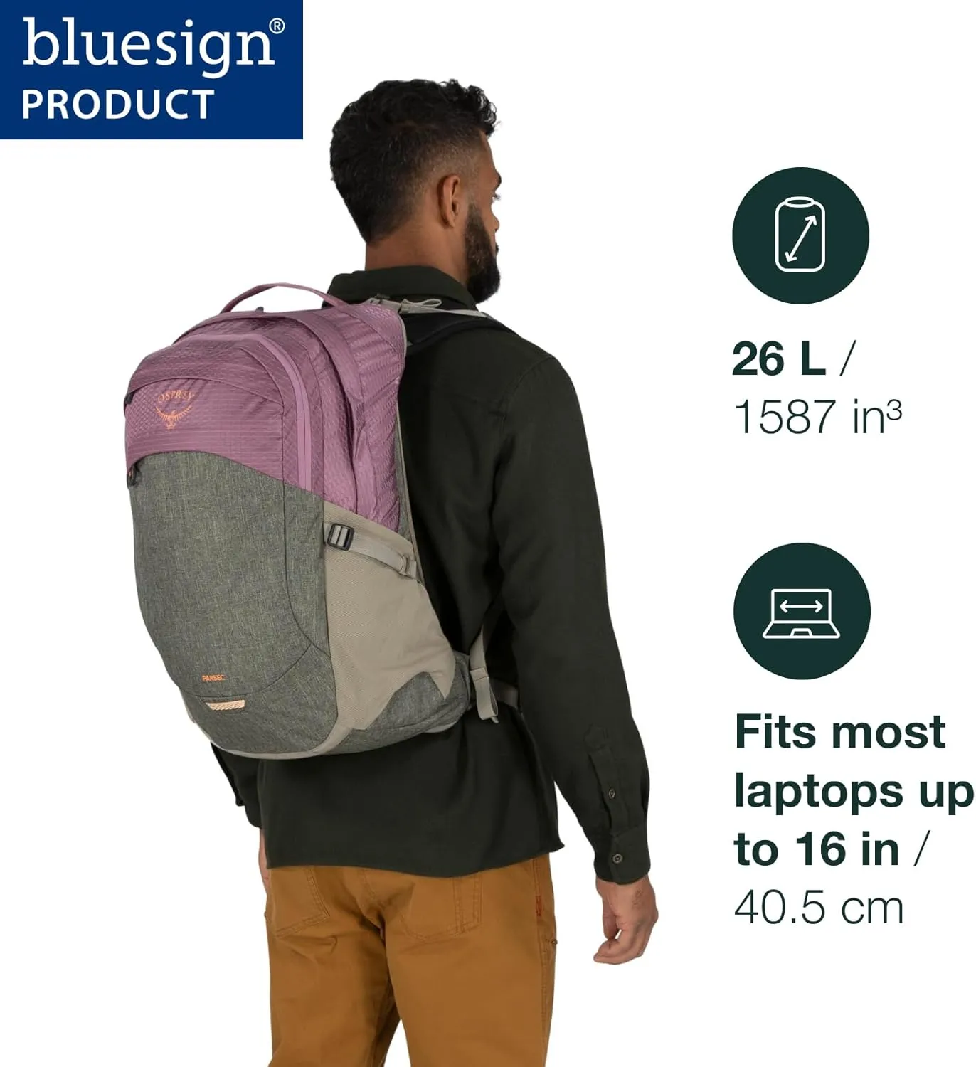 Osprey Parsec 26L Laptop Backpack, Pashmina/Tan Concrete