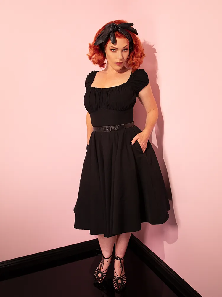 Peasant Swing Dress in Black - Vixen by Micheline Pitt