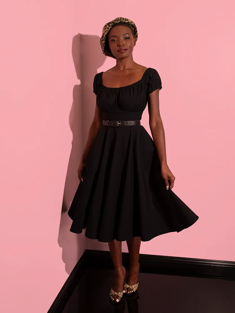 Peasant Swing Dress in Black - Vixen by Micheline Pitt