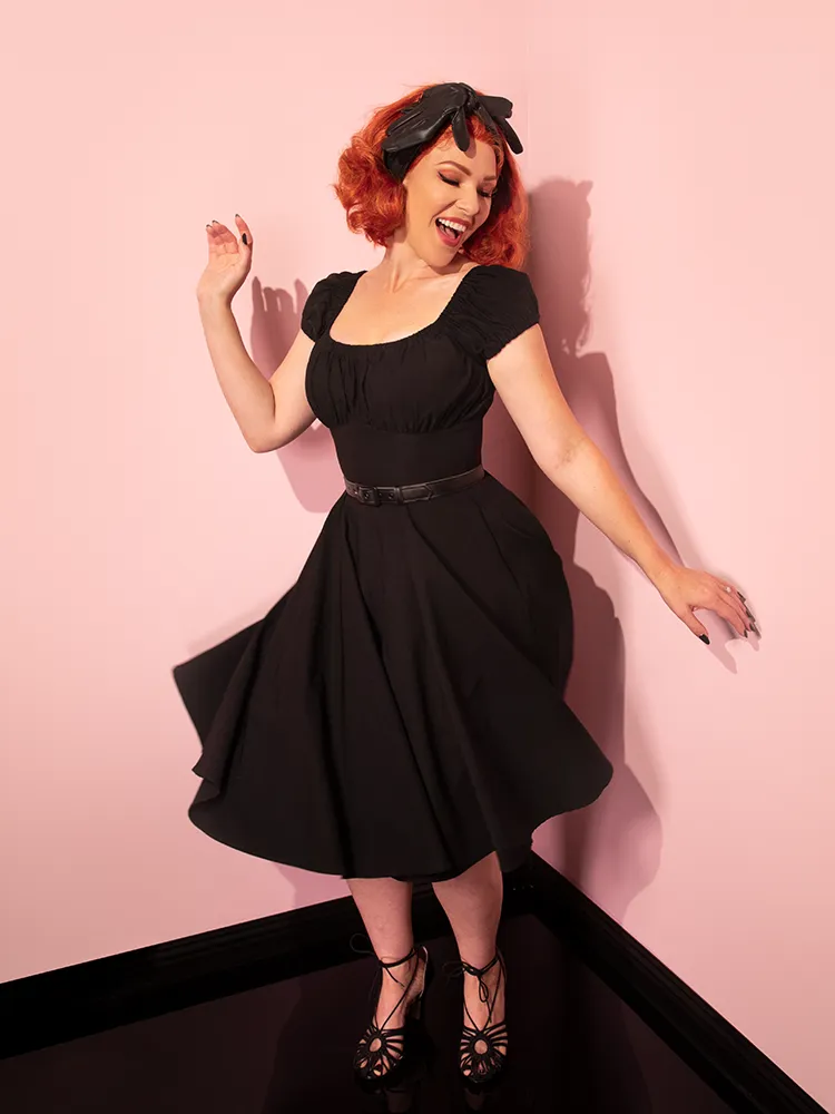 Peasant Swing Dress in Black - Vixen by Micheline Pitt