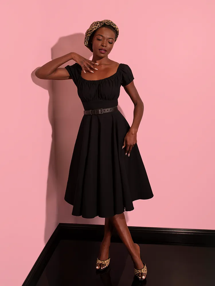 Peasant Swing Dress in Black - Vixen by Micheline Pitt