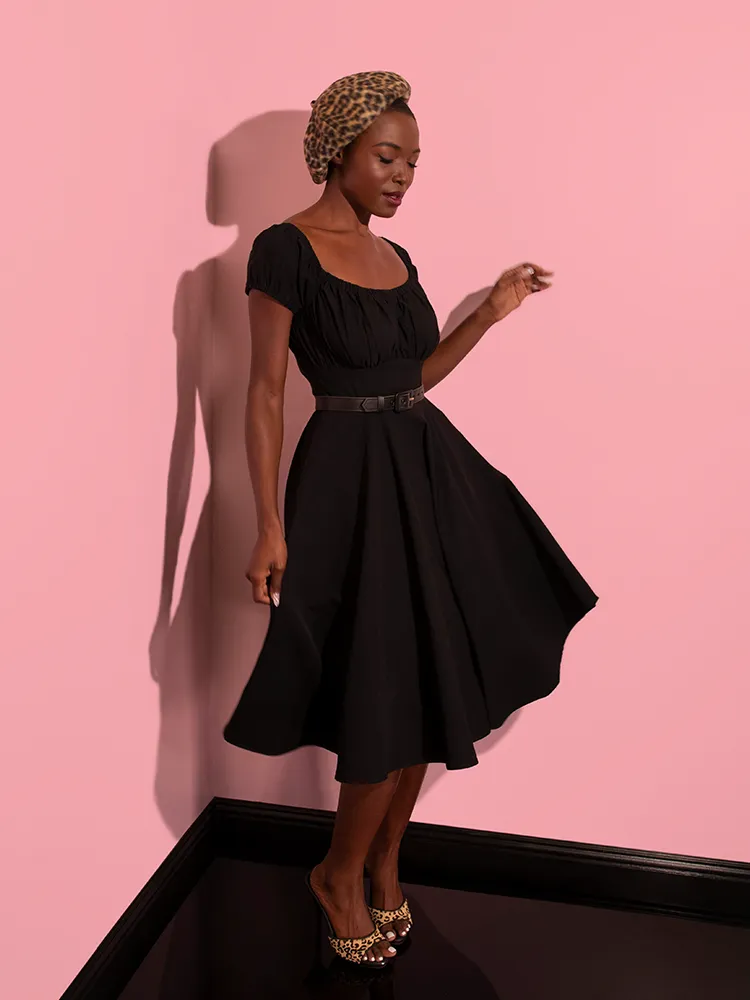 Peasant Swing Dress in Black - Vixen by Micheline Pitt