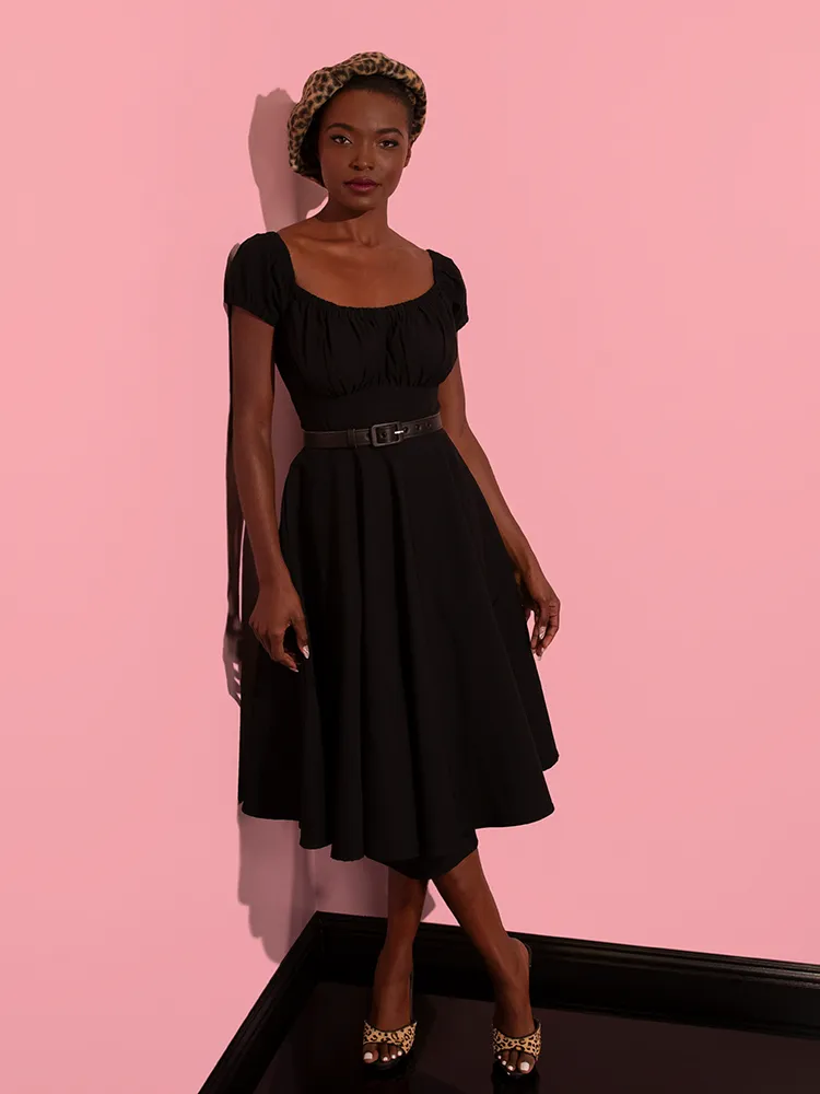 Peasant Swing Dress in Black - Vixen by Micheline Pitt