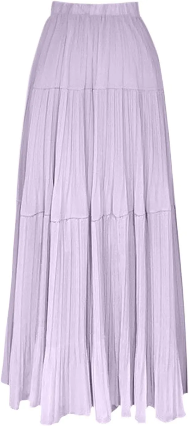 Pleated High Cut Plain for Women Chiffon Maxi Long Midi Knee High Loose Fit Skirts Women 2025 Y2K