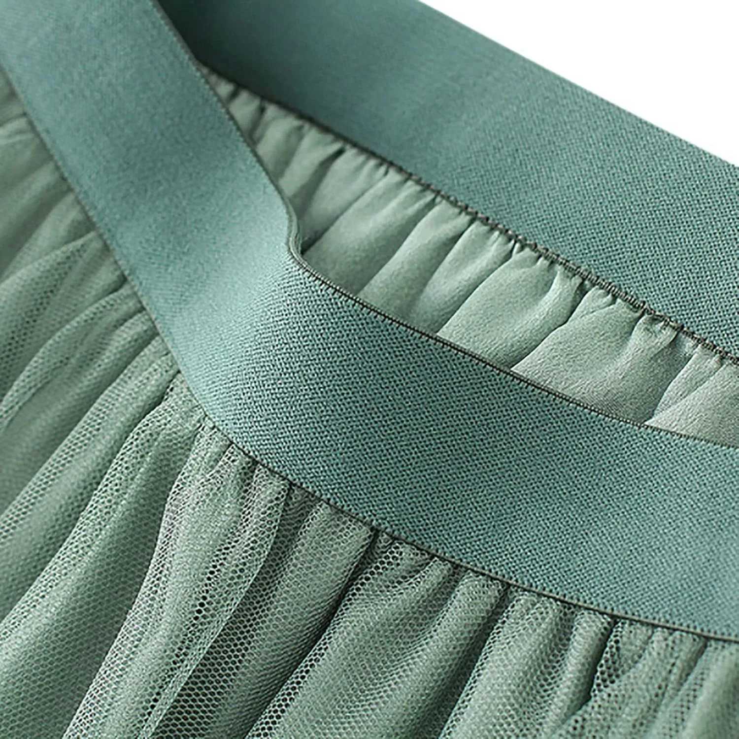 Pleated Mesh Skirts for Women High Waisted Multi-Layer Long Maxi Skirt Flowy Cute Tulle Going Out Work Cake Skirts