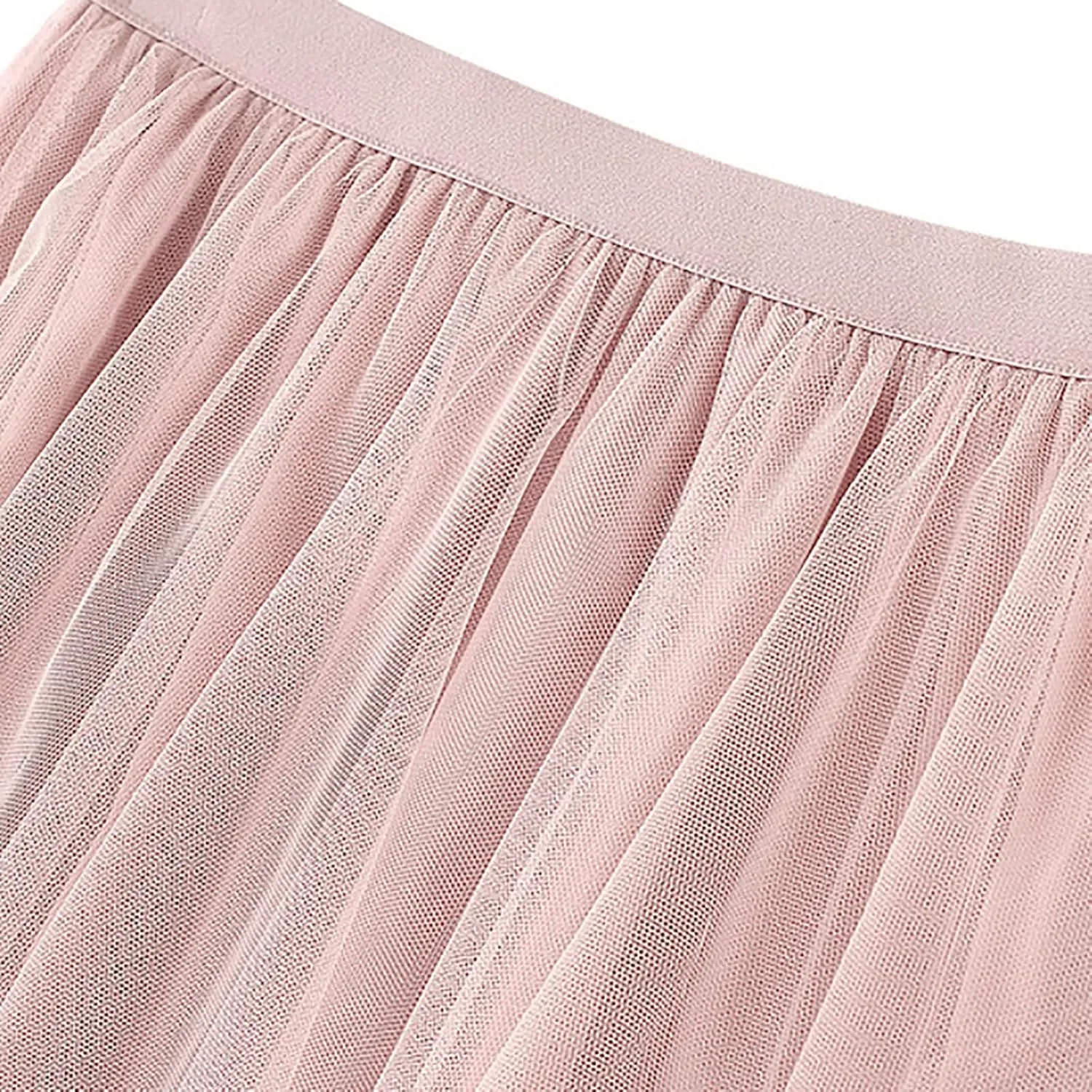 Pleated Mesh Skirts for Women High Waisted Multi-Layer Long Maxi Skirt Flowy Cute Tulle Going Out Work Cake Skirts