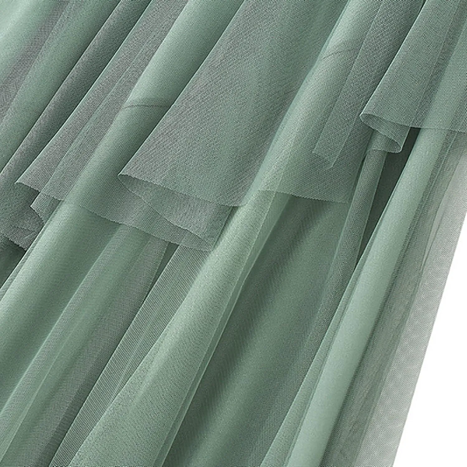 Pleated Mesh Skirts for Women High Waisted Multi-Layer Long Maxi Skirt Flowy Cute Tulle Going Out Work Cake Skirts
