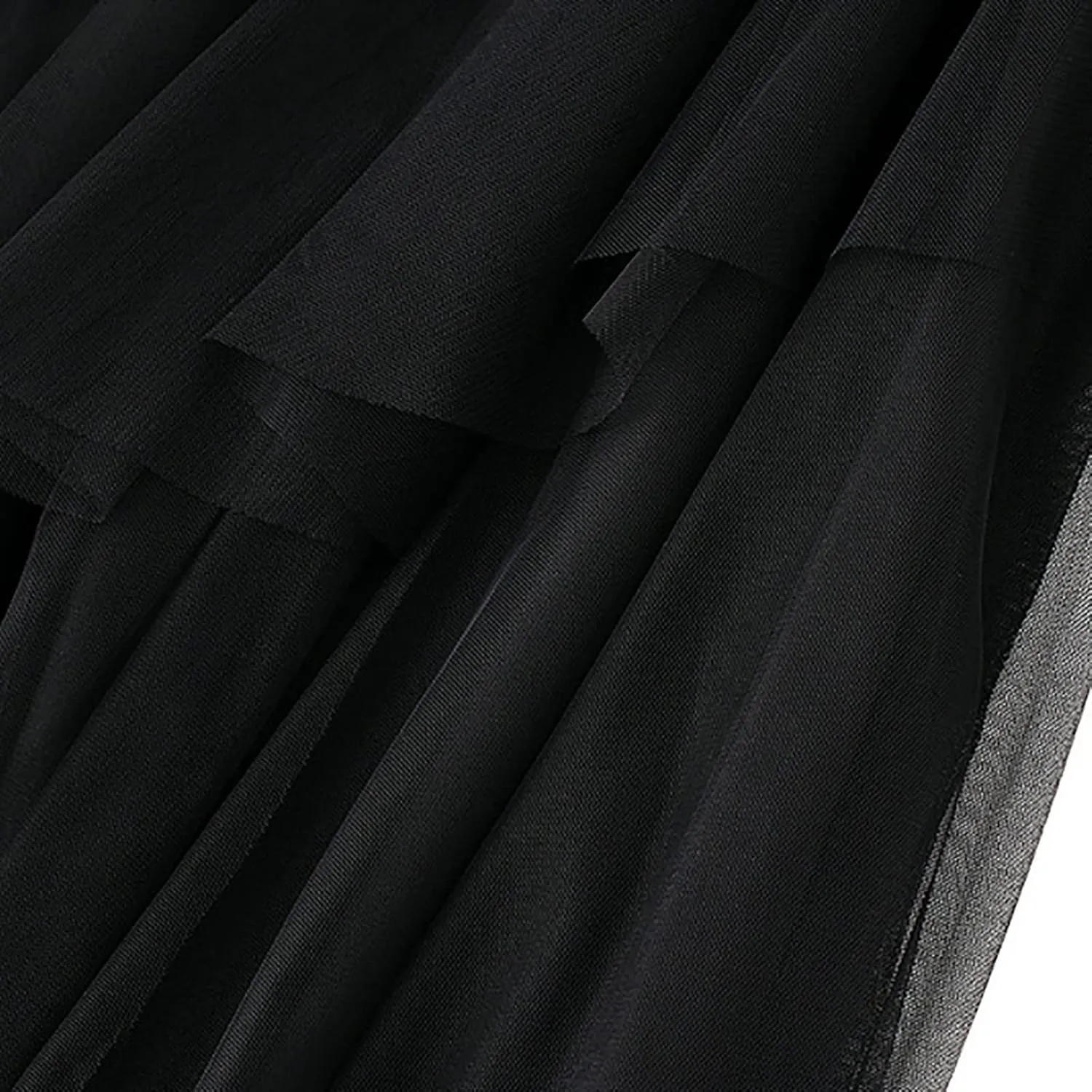 Pleated Mesh Skirts for Women High Waisted Multi-Layer Long Maxi Skirt Flowy Cute Tulle Going Out Work Cake Skirts