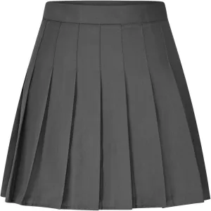 Pleated Skirts for Women High Waisted Zipper Solid Color Athletic Skater Cheerleading A Line Mini Skirt with Shorts