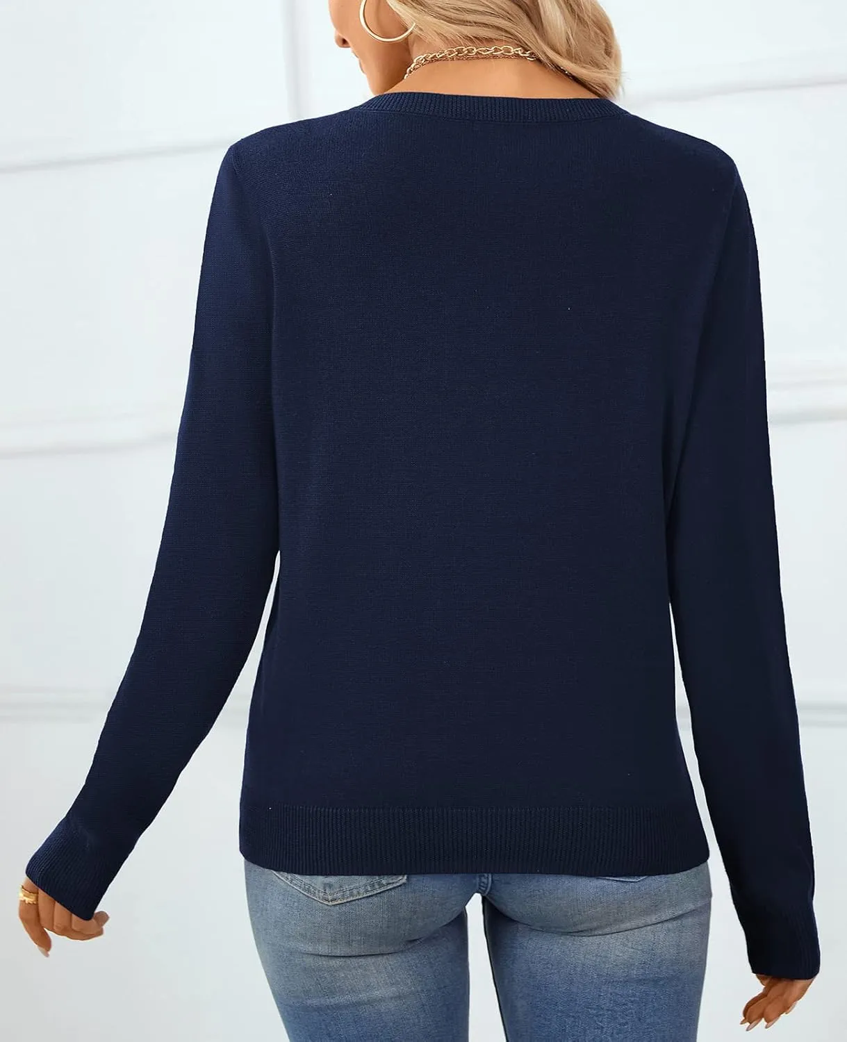 QUALFORT Women's Sweater 100% Cotton Soft Knit Pullover Tops