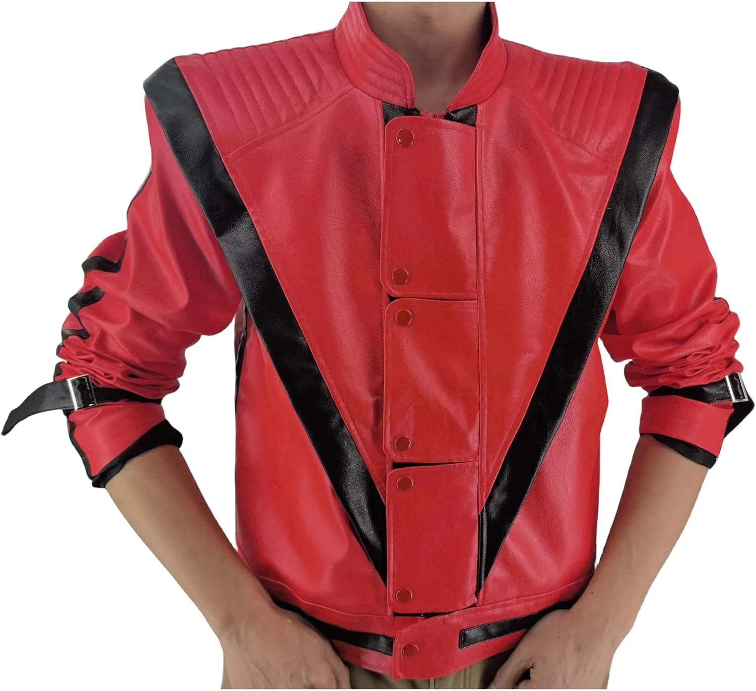Red Leather Jacket for Audlts Kids Tolloder Dance Costumes Celebrate Festival Dress Halloween