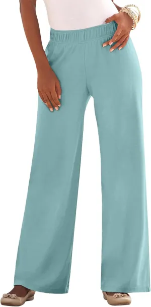 Roaman's Women's Plus Size Wide Leg Soft Knit Pant