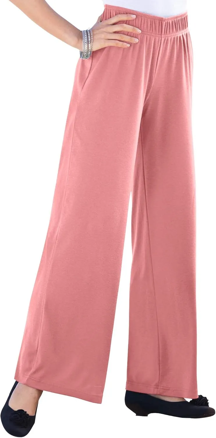 Roaman's Women's Plus Size Wide Leg Soft Knit Pant