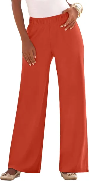 Roaman's Women's Plus Size Wide Leg Soft Knit Pant