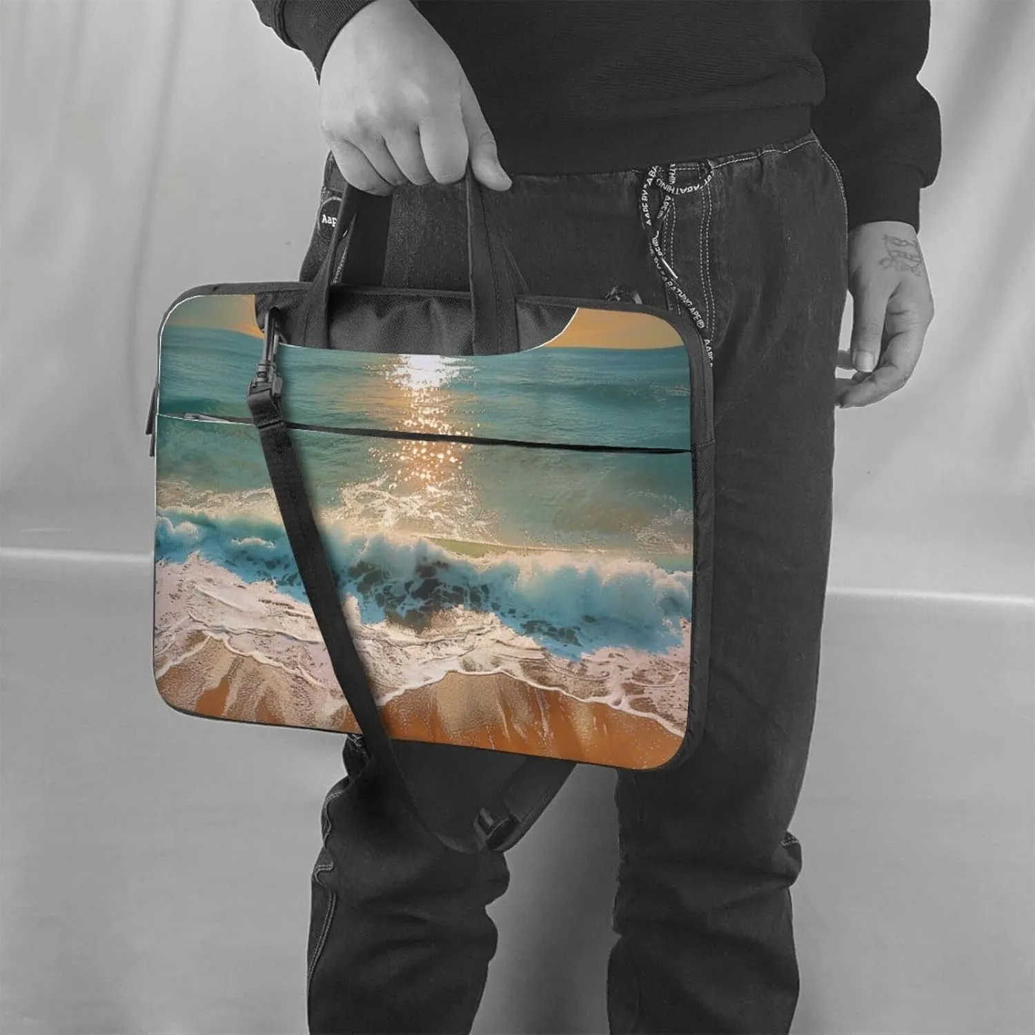 Romantic Beach Print Laptop Tote Bag Laptop Tote Bag Travel Bag Business Computer Bag Work Bag for Men Women