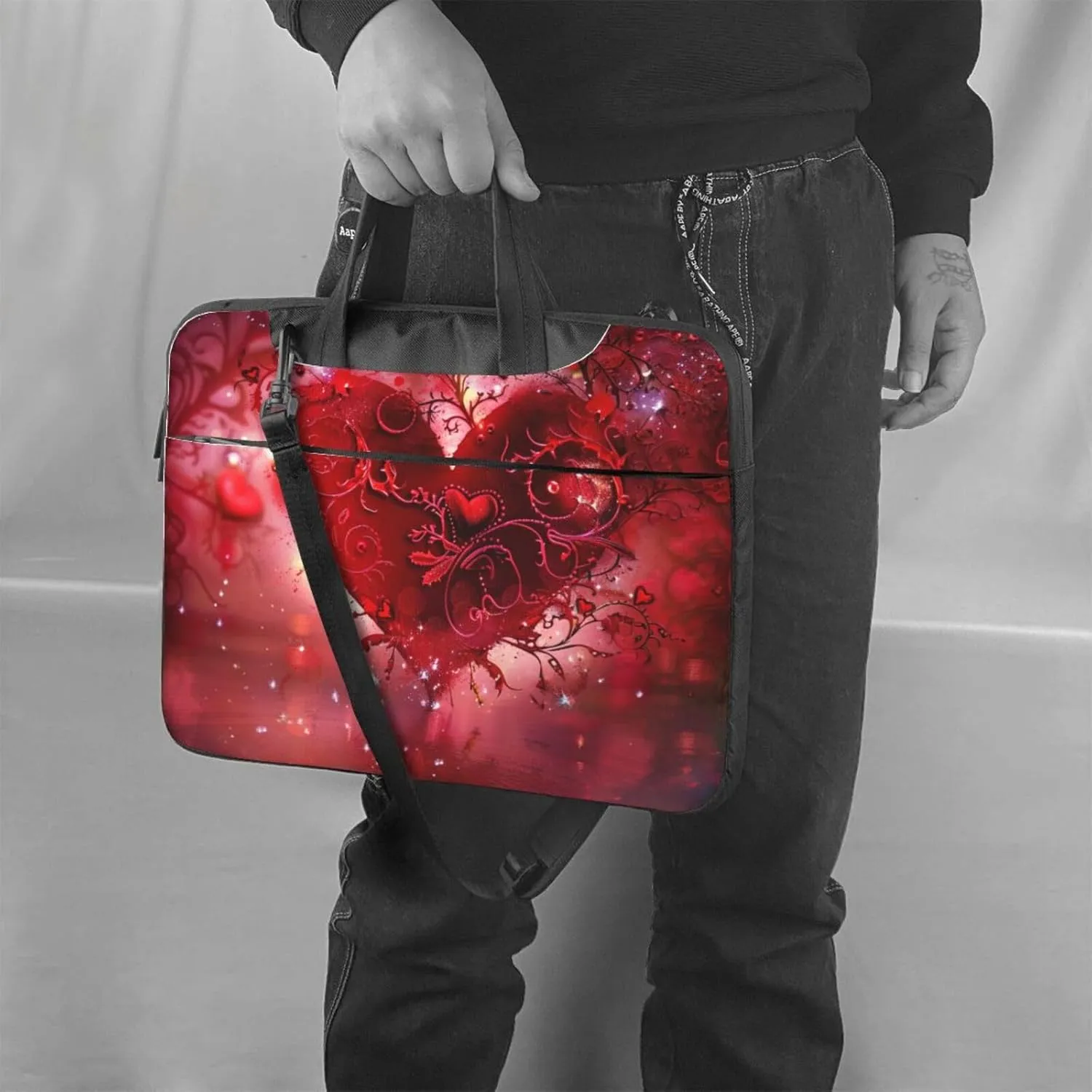 Romantic Heart Laptop Tote Bag Travel Business Computer Bag Work Bag for Men Women