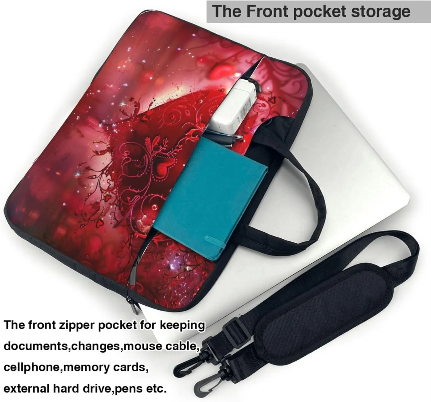 Romantic Heart Laptop Tote Bag Travel Business Computer Bag Work Bag for Men Women