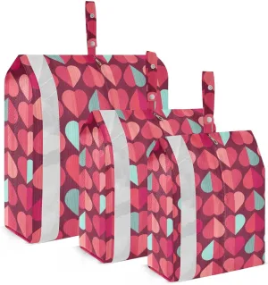 Romantic Heart Packing Cubes Set of 3, Lightweight Travel Luggage Organizers Foldable Bags for Easy Packing and Organization