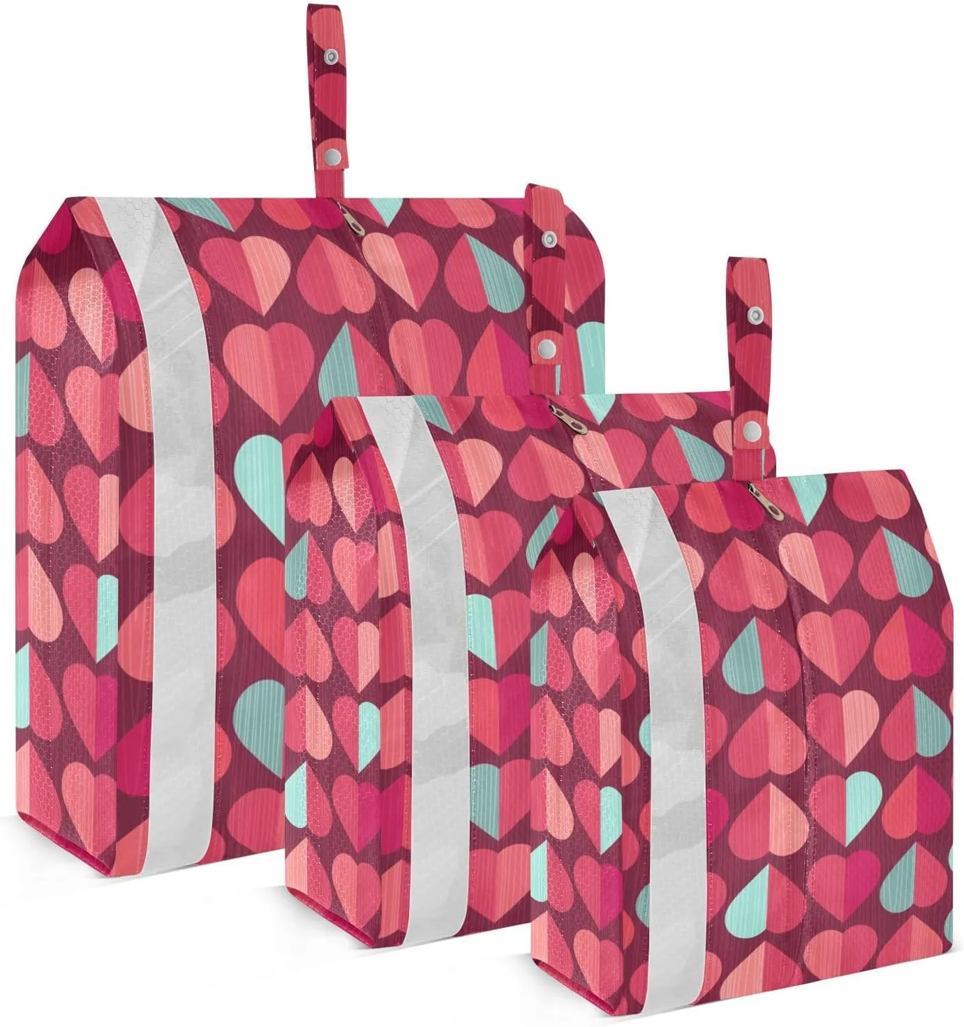 Romantic Heart Packing Cubes Set of 3, Lightweight Travel Luggage Organizers Foldable Bags for Easy Packing and Organization