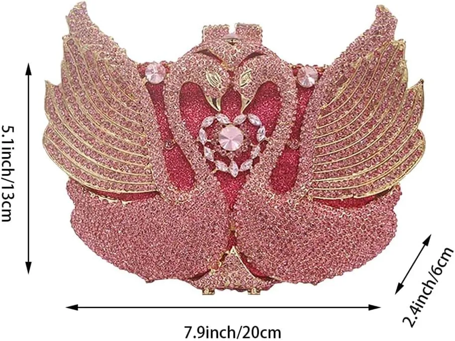 Romantic Swan Crystal Evening Bag Chic Rhinestone Wedding Clutch Bag Sparkly Dating Handbag for Women
