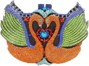 Romantic Swan Crystal Evening Bag Chic Rhinestone Wedding Clutch Bag Sparkly Dating Handbag for Women