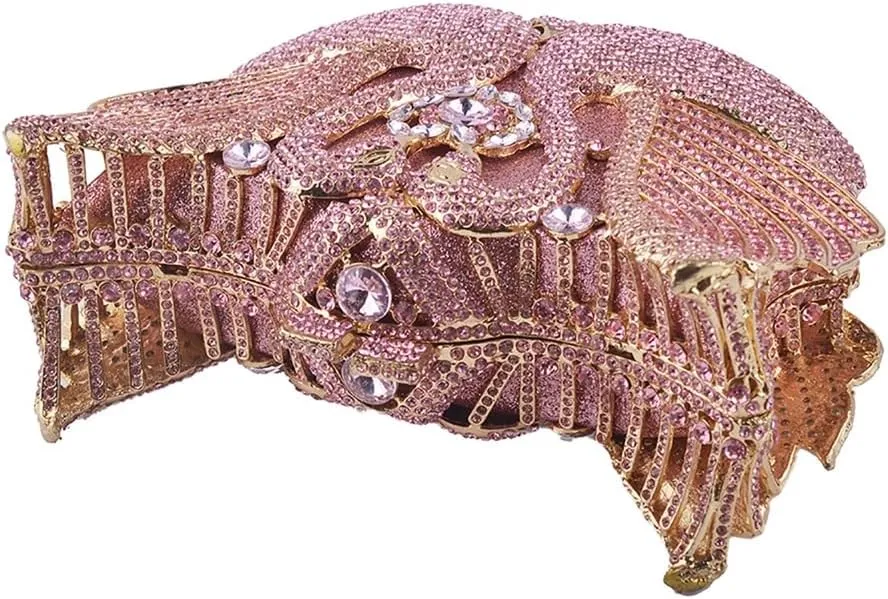 Romantic Swan Crystal Evening Bag Chic Rhinestone Wedding Clutch Bag Sparkly Dating Handbag for Women