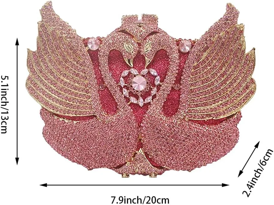 Romantic Swan Crystal Evening Bag Chic Rhinestone Wedding Clutch Bag Sparkly Dating Handbag for Women